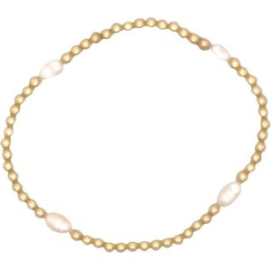 Pat's Jewels Armband Dames - Elastiek Armband - Gouden Bolletjes - Parels