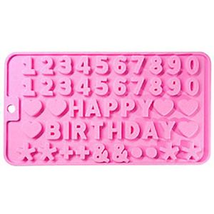 Letter vorm - Mal voor happy birthday letters en cijfers - Voor chocolade - praline - krijt of zeep - Siliconen - Roze