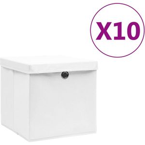 vidaXL-Opbergboxen-met-deksel-10-st-28x28x28-cm-wit