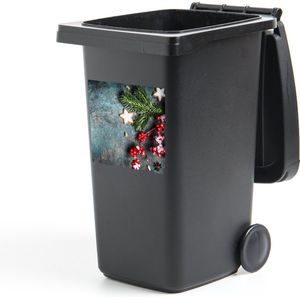 Container sticker Kerst - Rustiek - Takken - Steranijs - Bes - Rood - 40x40 cm - Kliko sticker