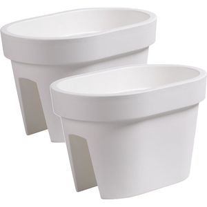 Prosperplast Balkon plantenpot/bloempot - 2x - wit - 40 x 27 x 25 cm - 12 liter - kunststof