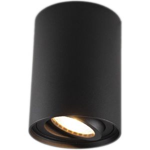 LvT - LED plafondspot - Tube rond - Zwart - met GU10 fitting - kantelbaar - excl. LED spot
