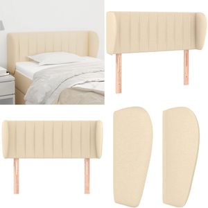 vidaXL Hoofdbord met randen 103x23x78/88 cm stof crèmekleurig - Hoofdbord - Hoofdborden - Hoofdeinde - Houten Hoofdbord