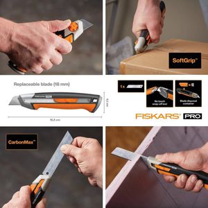 Afbreekmes 165 cm - roestvrij staal/kunststof - zwart/oranje - CarbonMax - lengte - mes.