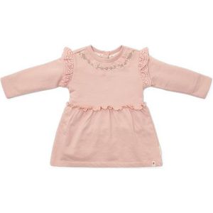 Little Dutch Jurk Meisje - Maat 80 - Jurk Lange Mouw - Kinderkleding Meisjes - Roze - Biologisch Katoen - Little Farm Soft Rose