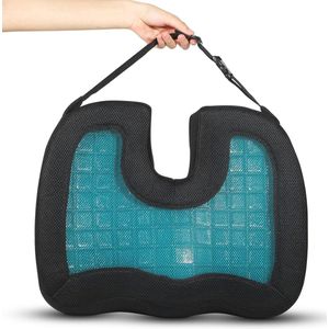 Gel Versterkt Memory Foam Zitkussen - Met Koelgel - Verlichting van Stuit-, Rug- en Staartbeenpijn - Ergonomisch Kussen voor Bureaustoel en Autostoel