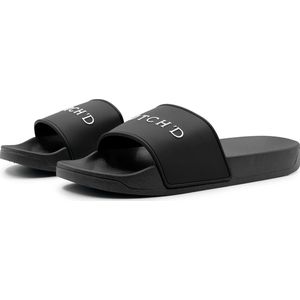 Dutch'D ® Rubberen slipper - zwart/wit - Maat 45/46 - anti slip - Comfortabel - Dubbele maten - unisex