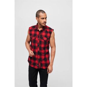 Brandit - Checkshirt sleeveless Overhemd - XL - Rood/Zwart