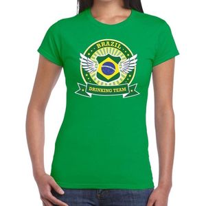 Groen Brazil drinking team t-shirt groen dames - BraziliÃ« kleding XXL