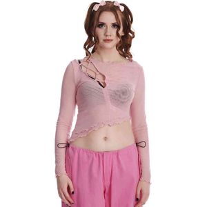 Banned - Thekla Mesh Longsleeve top - S - Roze