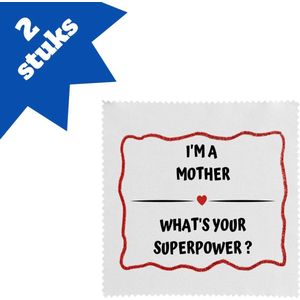 Akyol - i'm a mother what's your superpower? brillendoekjes - Mama - moeder met superkracht - moeder cadeautjes - moederdag - verjaardag - geschenk - kado - 17,8 bij 17,8 cm - 2 stuks