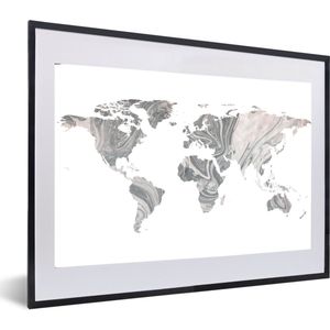 Fotolijst incl. Poster - Wereldkaart - Verf - Grijs - 60x40 cm - Posterlijst