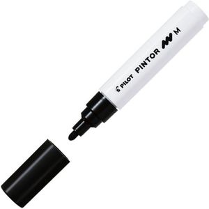 Pilot Pintor Zwarte Verfstift - Medium marker met 1,4mm schrijfbreedte - Inkt op waterbasis - Dekt op elk oppervlak, zelfs de donkerste - Teken, kleur, versier, markeer, schrijf, kalligrafeer…