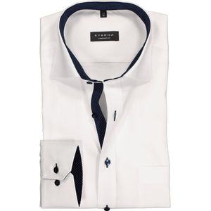 ETERNA comfort fit overhemd - fijn Oxford heren overhemd - wit (blauw gestipt contrast) - Strijkvrij - Boordmaat: 45
