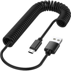 VCTparts Rekbare USB naar Micro-USB Krulsnoer 1 Meter Zwart