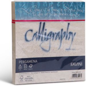 Perkament 25 enveloppen 170 x 170 CH 90 g/m2 inkjet kleur zand PERGAMENA Calligraphy Sabbia 02 FAVINI wenskaarten