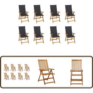 vidaXL inklapbare tuinstoelen - set van 8 Tuinstoel - Acacia Hout - Vintage - Outdoor - Lounge