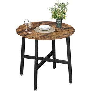 Signature Home Wood eettafel klein, ronde keukentafel, voor woonkamer, kantoor, 80 x 75 cm (Ø x H), industrieel design, vintage bruin-zwart