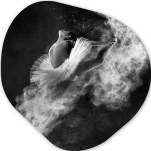 Dans - Ballerina - Expressie - Zwart wit - Asymmetrische spiegel vorm op kunststof