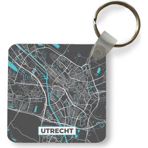 Sleutelhanger - Uitdeelcadeautjes - Plattegrond - Utrecht - Grijs - Blauw - Plastic