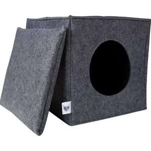 Kattenmand Geschikt voor Ikea Expedit & Kast - Vilten Katten-Mand met Extra Donzig Kattenkussen - Bijzonder Stabiel en Warm Kattenmandje - Grijs