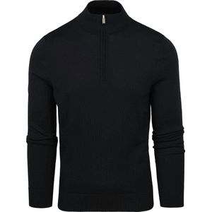 Suitable Merino Half Zip Trui Zwart - Maat XL - Heren - Schipperstrui