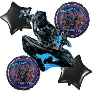 Marvel - Black Panther - Ballon set – 5-Delig – Helium ballon – Folieballon - Versiering - Kinderfeest.