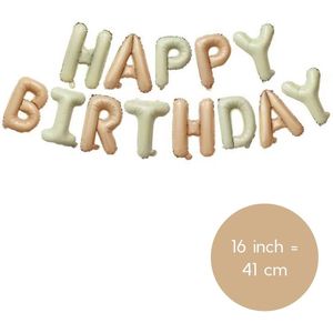 Fienosa Verjaardag Versiering - Happy Birthday - Groen - Beige Nude - 37 cm Letters - Happy Birthday Slinger - Happy Birthday versiering - Ballonnen Verjaardag - Verjaardag Decoratie - 2 kleurig happy birthday - verjaardag - Themafeest