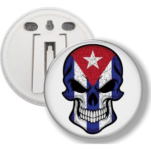 Button Met Clip - Schedel Vlag Cuba