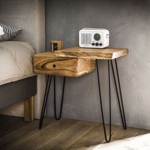 Nachtkastje edge R | bruin / zwart | hout / metaal | 60 x 32 x 59 cm | woonkamer / hal | modern / sfeervol design