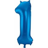 Cijfer 1 ballon blauw 86 cm