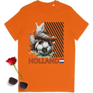 T Shirt Heren - T Shirt Dames - Voetbal Nederland - Oranje - Maat XL