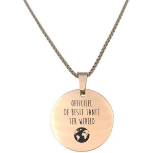 Ketting RVS - Rond - Rosegoud - Officieel De Beste Tante Ter Wereld