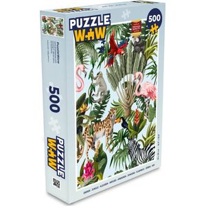 Puzzel Jungle - Dieren - Meisjes - Kinderen - Jongens - Flamingo - Papegaai - Legpuzzel - Puzzel 500 stukjes