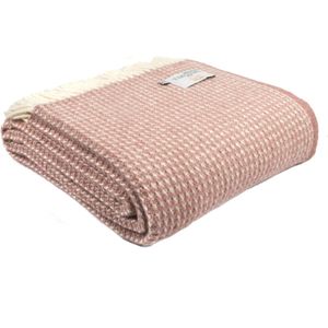 Tweedmill - Plaid - Waffle - Roze - Dusky Pink - 100% nieuw Wol - 140 x 240 cm