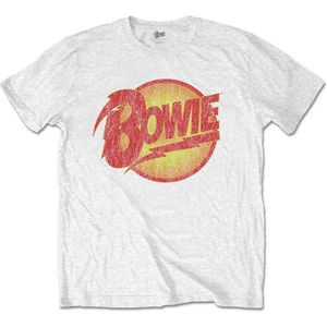David Bowie - Vintage Diamond Dogs Logo Heren T-shirt - S - Wit