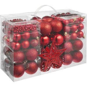 tectake -  Set van 86 kerstballen rood - 403324