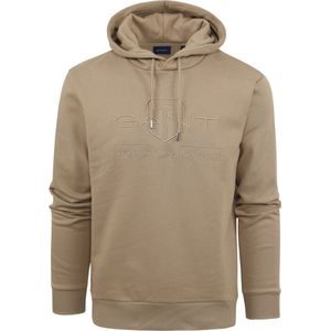 SINGLES DAY! Gant - Hoodie Tonal Shield Beige - Heren - Maat XL - Regular-fit