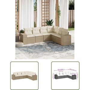 The Living Store Loungeset PE Rattan - Modulair Design - Opbergfunctie - Beige - UV-bestendig