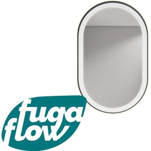 FugaFlow Eccelente Arredo spiegel badkamerspiegel - 80x50cm - ovaal - 6mm - LED verlichting - spiegel badkamerspiegelverwarming - zwart