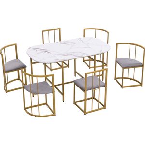 Gotagee eetkamerset Tafel- en stoelenset (7-delig) bestaat uit een eettafel van 80 x 140 cm en 6 stoelen