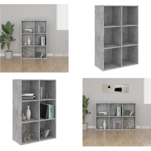 vidaXL Boekenkast/dressoir 66x30x97-8 cm bewerkt hout betongrijs - Boekenkast - Boekenkasten - Boekenschap - Boekenschappen