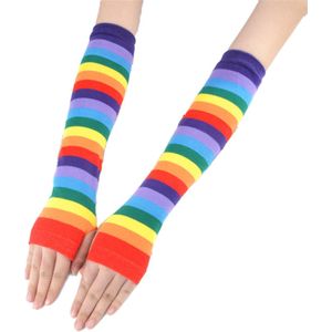 Winkrs | Armwarmers Regenboog | Polswarmers, gestreepte vingerloze handschoenen, armsleeve | 40 cm