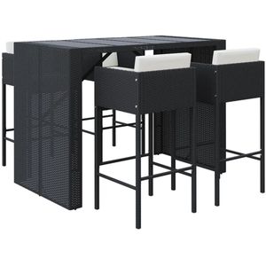 vidaXL Tuinbarset - 5-delig - Poly Rattan - Zwart Tuinbarset - Bistro Set - Buitentijd - Lounge Set - Terrasmeubel