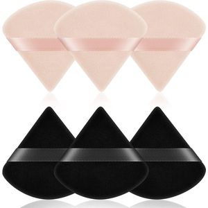 6 stuks zachte puur katoenen driehoekige wig make-uppoederdonsjes