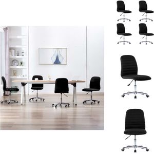 vidaXL Verstelbare Eetkamerstoelen - Set van 4 - Zwart - Populierenhout - 56 x 43 x 84-94 cm - Eetkamerstoel