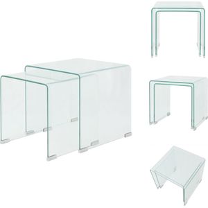 vidaXL Bijzettafelset - Gehard Veiligheidsglas - 42 x 42 x 41.5 cm - Transparant - Tafel