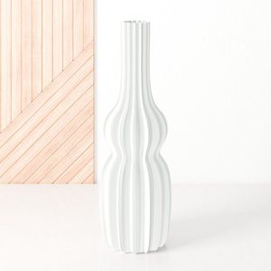Dastium Home - Vaas Glanzend wit - H30 cm - Smalle vloervaas of decoratieve bloemenvaas, gekleurde design vaas van kunststof - Ventserbank vaas