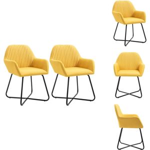 vidaXL Eetkamerstoel - Eetkamerstoelen - Bijzetstoel - Bijzetstoelen - Eetkamerstoelen 2 st stof geel