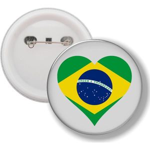 Button Met Speld - Hart Vlag Brazilië